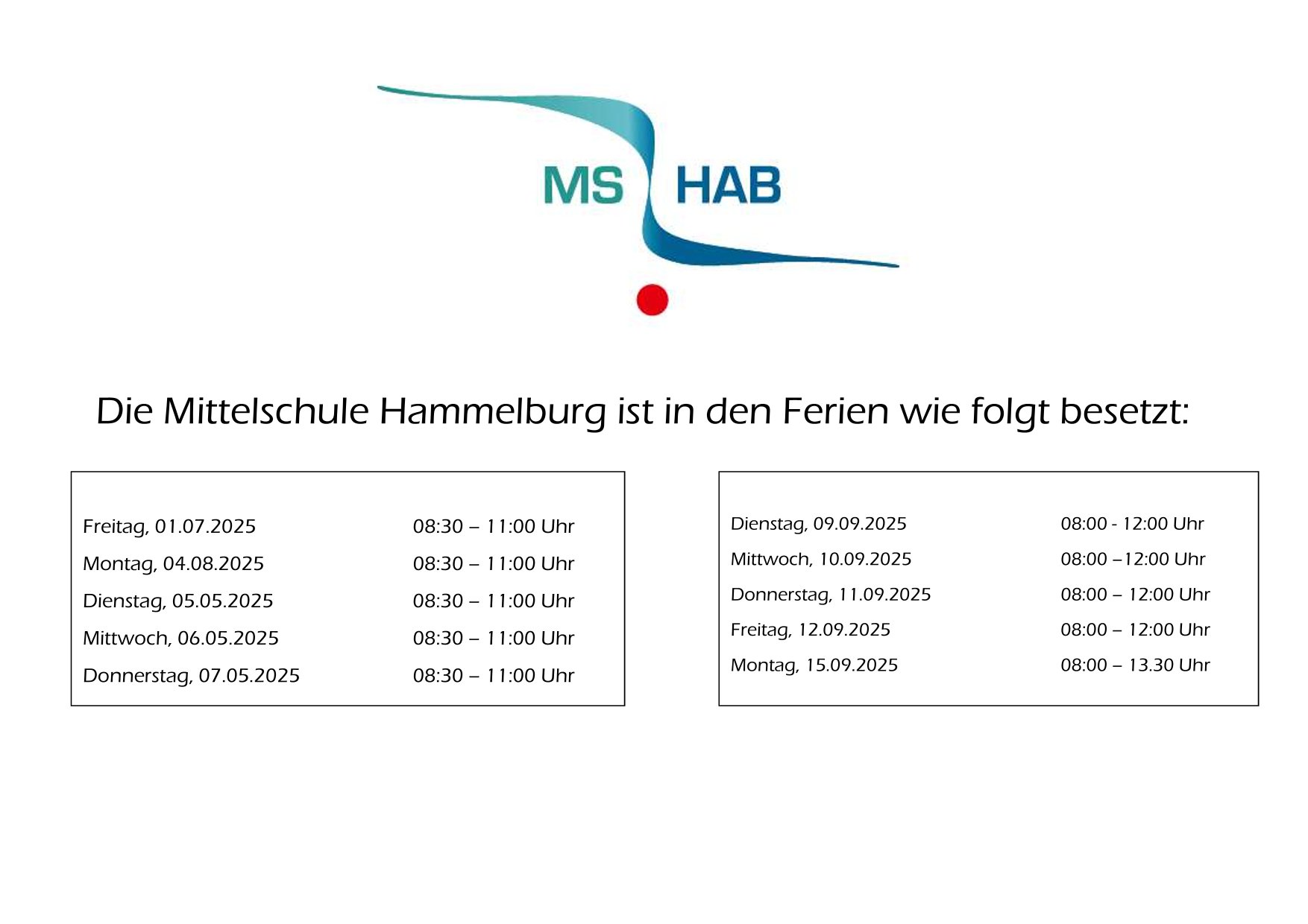 ferienbesetzung sekretariat 1